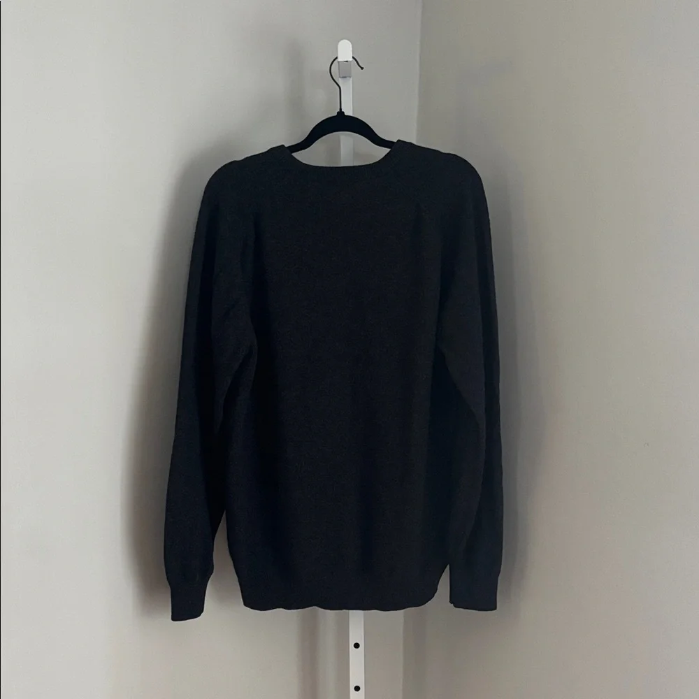 LL Bean Vintage Heather Charcoal Gray 100% Lambs Wool Crewneck Sweater Sz Large - Picture 4 of 7